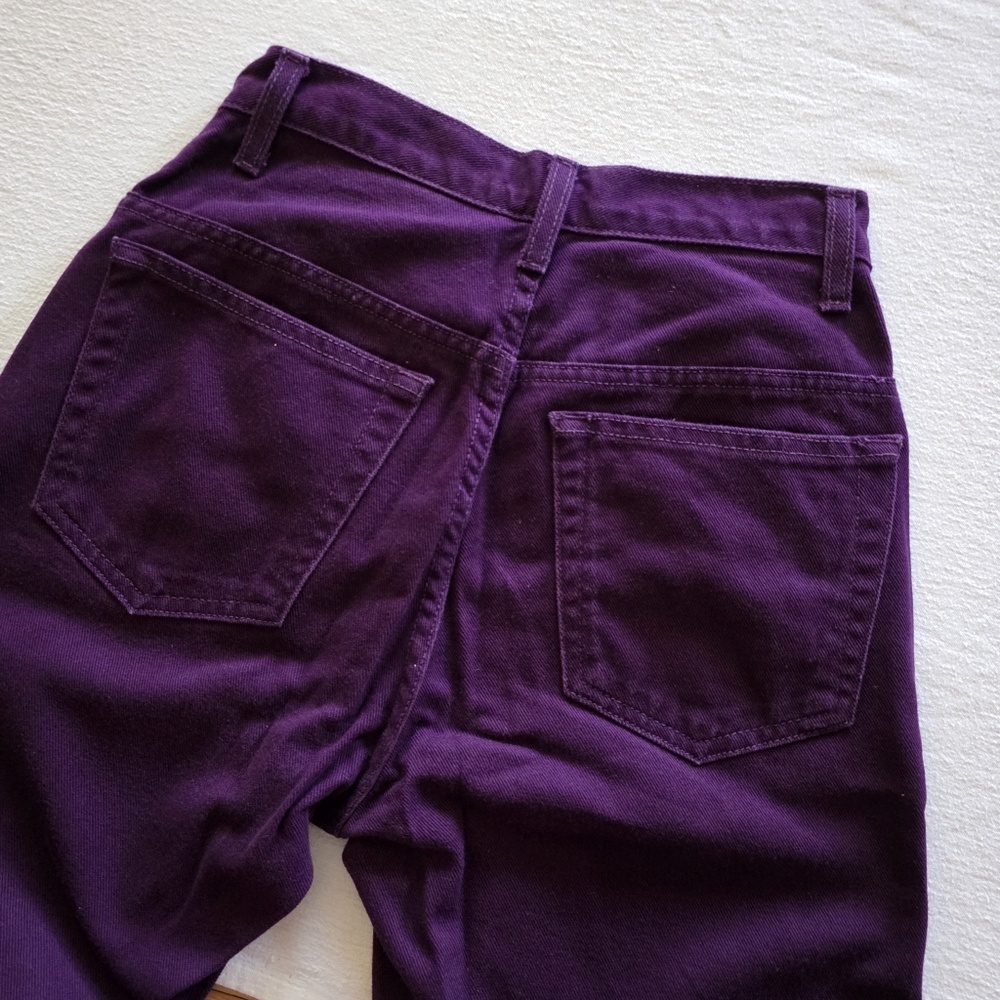 Vintage Purple Straight Leg London Jean 100% Cotton Denim Midrise Mom Jeans - Picture 5 of 10